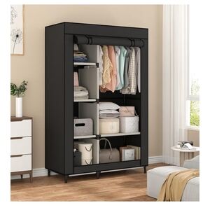NEW Elegant Black Fabric Storage Wardrobe